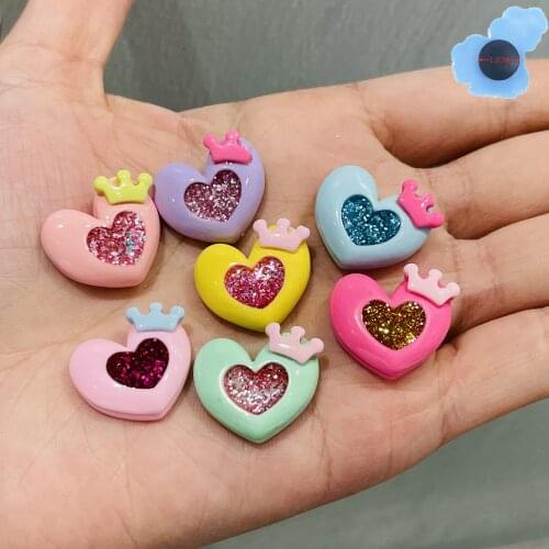 50pcs Wholesale Resin Heart-Shaped Garden Kids Shoes Accessories Shoes Decorations Fit Croc Jibz Charm DIY Backpack