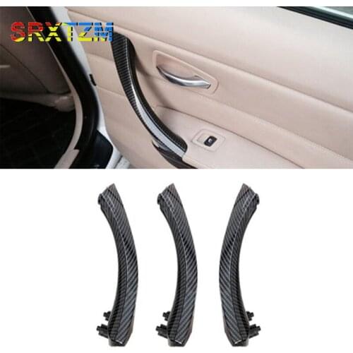 ABS Carbon Fiber Car Interior Handle Inner Door Armrest Panel Pull Trim Cover For Bmw 3 Series E90 E91 E92 316 318 320 325 328i