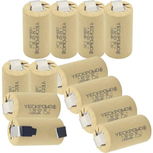 Fast Delivery 12 pcs real capacity guaranteed Moscow warehouse 1300mAh SC batteries NICD sub C battery 1.2V akkus for sweeper