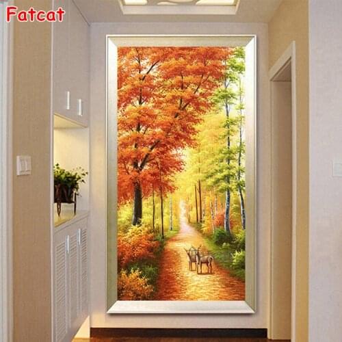 Diamond Embroidery,Round Diamond European Maple Leaf Fortune Elk Full rhinestone Diamond painting cross stitch PP1888