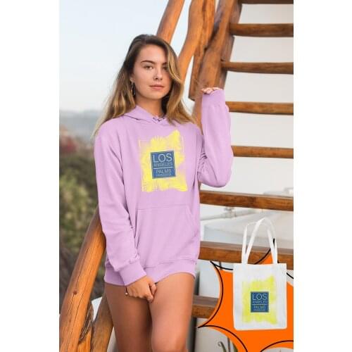 Angemiel Wear Los Angeles Palm Paradise Pink Women 'S Hooded Sweatshirt Bags Kombin