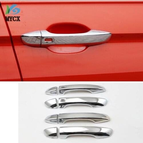 Car Accessories Exterior Decoration ABS Chrome Door Handle Cover Trim With Smart Hole For Volkswagen Tiguan L 2017 Car Styling