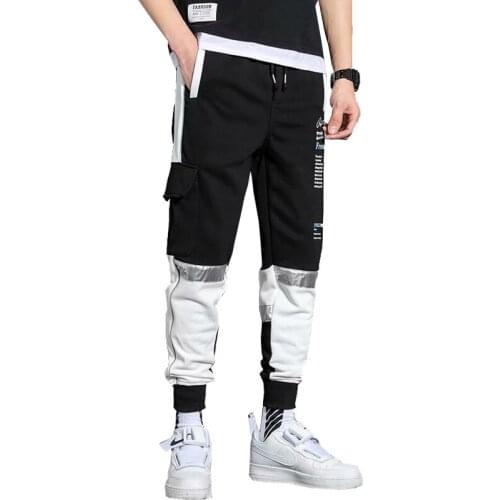 Men Pants Hip Hop Black Cargo Joggers Sweatpants Overalls Ribbons Streetwear Harem Pants 2021 Fashions Trousers