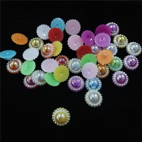 13mm Sun Flower AB Color Flatback Half Face Plastic Loose Beads for Jewelry Making Crafts DIY Retro Hair Accessories Wholesale