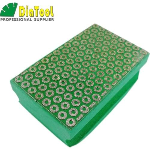 DIATOOL 1pc Electroplated Diamond Hand Polishing Pad 90X55MM Hard Foam-backed Hand Pad