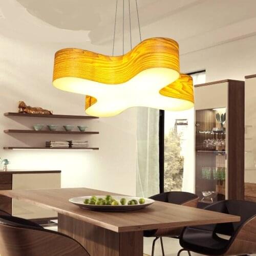 The designer wooden log LED wood pendant lamps dining room bedroom study office wood ring lighting pendant light ZA90621
