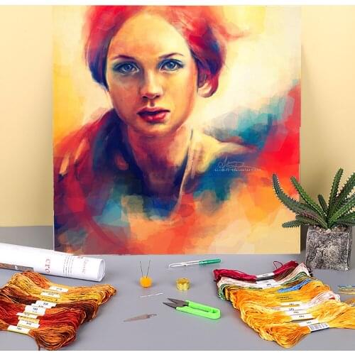 Portrait Printed Canvas 11CT Cross-Stitch Embroidery Patterns DMC Threads Handicraft Needlework Hobby Craft Promotions Counted