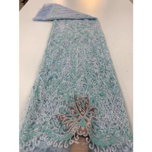 Exquisite glittering European-style large flower seat beaded tulle embroidery, African lace fabric, suitable for fashionable