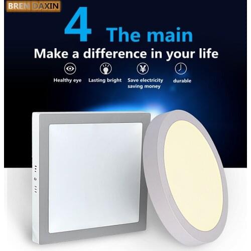 Round and Square LED Plated Panel Lights 9W/15W/25W Surface Mounted LED Ceiling Down Lights AC110-220V + LED Drives