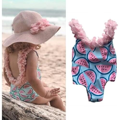 Baby Girls Flower Swimwear Toddler Kids Summer Swimming Suit Children Backless Print Bathing Suit Beach Wear One Piece Swimsuit