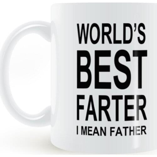 Worlds Best Father, I Mean Family Funny Mug Best Dad Gift 11oz Ceramic Coffee Travel Mug Milk Cups