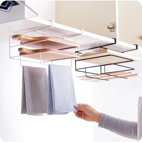 Multifunctional Hanging Storage Bracket Kitchen Gadget Wall-Mounted Cutting Board Rack Towel Organizer Shelf Home Cabinet Rack