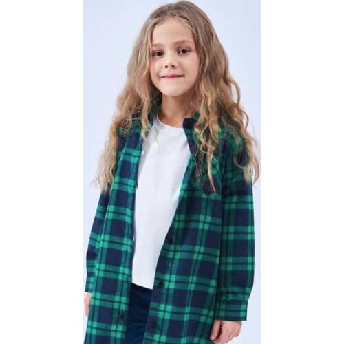 Fashion Autumn Spring Baby Girl Long Shirts Plaid Brushed Teenager Boys Kids Shirts Jackets Tops Children Cotton Clothing