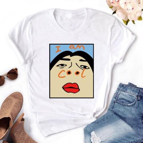 Fashion style I am Cool Letter Print Women t shirt 2020 Summer Short sleeve O-neck Harajuku t-shirt Plus Size White Tops Tees