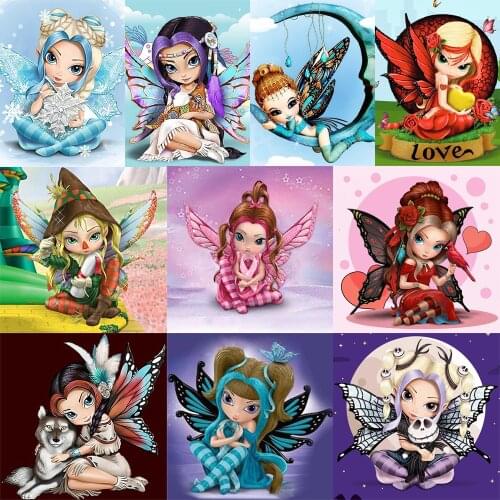 Flower Fairy Full Square Diamond Painting Kits 5D DIY Cartoon Diamond Painting Home Decoration Gift Hanging Painting 40x40cm