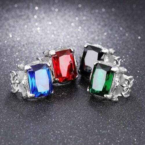 New Trendy Bohemian Crystal Inlaid Ring Mens Ring Metal Silver-Plated Ring Accessories Party Jewelry