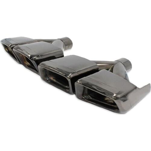 One Pair Car Rear Diffuser Black Stainless Steel Muffler Tip For Me-rcedes B-enz AMG Cls300 Change 4-Outlet Square Exhaust Pipe