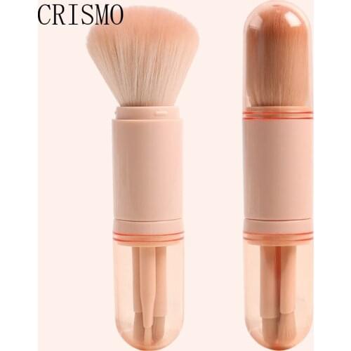 CRISMO Professional 4 in 1 Travel Portable Eye Makeup Brushes Set Powder Eyeshadow Eyeliner Eyebrow Brush Lip Make Up Brushes