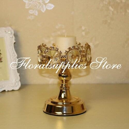 Luxury Gold Candle Holders Metal Candlestick Flower Vase Table Centerpiece Wedding Room Romantic Decoration