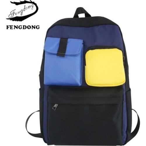 2021 New Nylon Mens Backpack Fashion Color Matching College Student School Bags Trendy Casual Daily Bag Large Capacity Rugsak