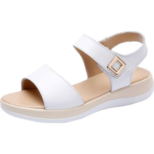 Shoes Woman 35-42 PLUS Size Flat Sandals Women Fashion Korean Style Buckle Strap Open Toe Beach Shoes Non-slip and Comfortable