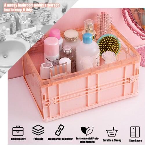 Storage Box Foldable Basket Plastic Folding Case Crate Boxes Utility Container Desktop Holder Household&Car S/M/L Large Box