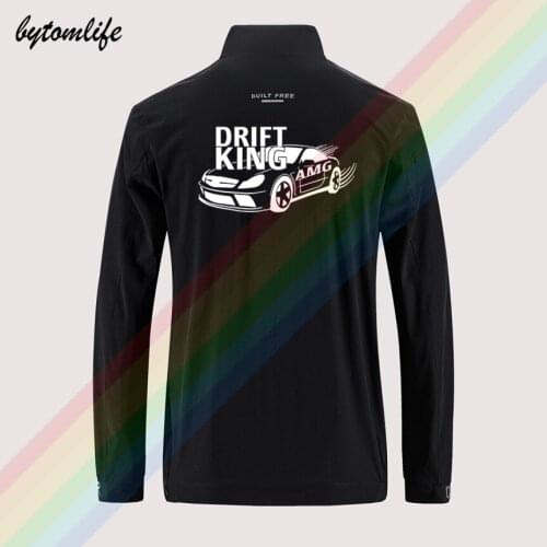 Drift King AMG Car Sport Racer Driving Mens Street Windbreaker Zipper Thin Jacket Mens Casual Back Printing Jacket Asian Size