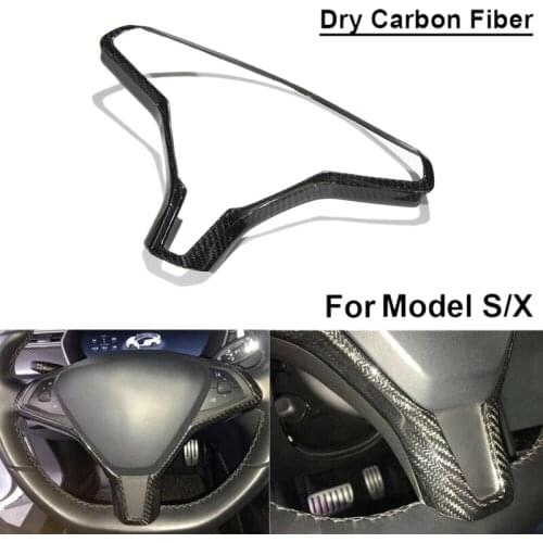 Carbon Fiber Car Inner Steering Wheel Frame Trim Steering Wheel Modified Decorative Accessories for Tesla Model S Model X 2016