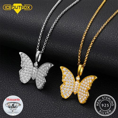 Fashion Cute Butterfly Pendant Necklace For Women 925 Sterling Silver Moissanite Diamond Necklace Jewelry Wholesale Dropshipping
