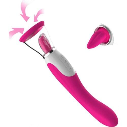 Female AV Vibrator Masturbation Device Vibrating AV Turn Bead Stick Automatic Heating Sucking Tongue Licker Can Push Sex Toys