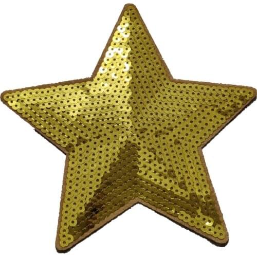 GOLD Stars Diy Patch for Clothing Embroidered Applique Iron on Jacket Diy Accessories Sequin Patches Badge