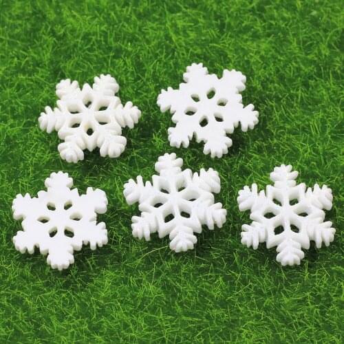 100/50pcs New Arrive 19mm 26mm Flatback White Christmas Resin Snowflake With Glitter Powder Scrapbooking Craft DIY