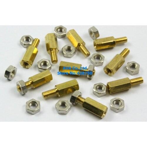 100 M3x6mm Male Female Hex PCB Standoff Spacers 9mm Body Length with Nuts