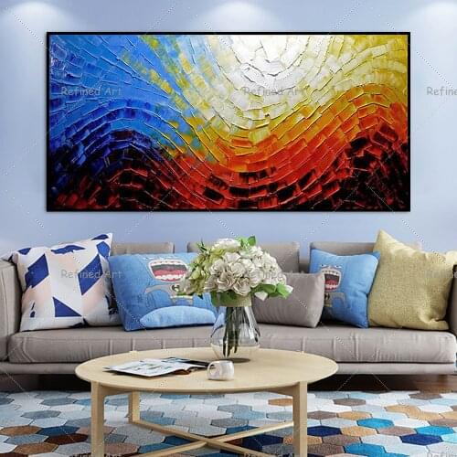 3D Thick Oil Knife Drawing Oil painting Abstract Modern Living Room Background Wall Home Art Decoration