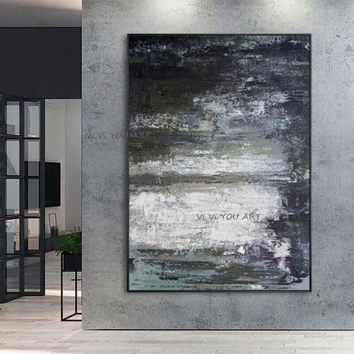 100% Modern Minimalist Living Room Dining Abstract Pure Hand Painted Black White Morandi Color Porch Decorative Floor Frameless