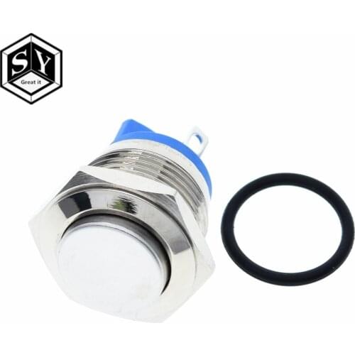 16mm metal push button waterproof nickel plated brass button switch press button reset 1NO high round momentary 16GT.F.L