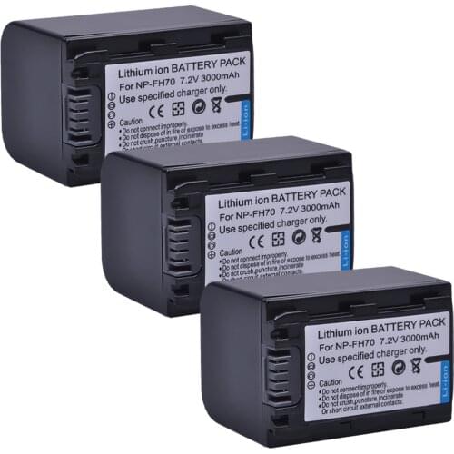 3pc 3000mAh NP-FH70 NP FH70 NPFH70 Camera Battery for sony NP-FH30 NP-FH100 NP-FH50 Cyber-shot DSC-HX1 Alpha DSLR-A230 Series