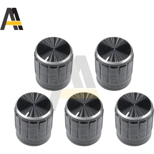 5PCS/Lot Black Control Potentiometer Knob Cap Black Metal 6 mm Knurled Shaft Insert Potentiometer Control Knobs Switch Knob