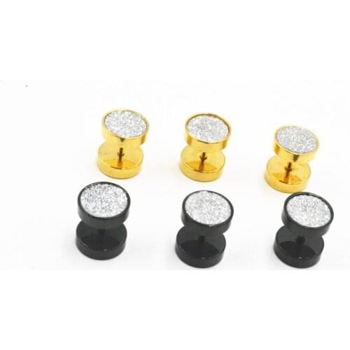 50pcs Glitter Stainlless Steel Body jewelry Ear Stud Fake Ear Plugs Cheat Tunnels Illussion Plugs 10mm Free Shippment