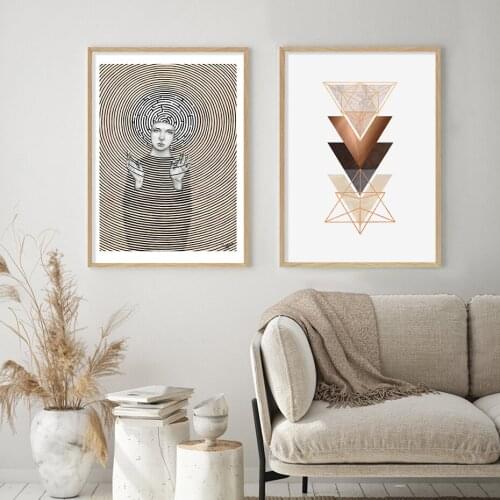 Abstract Geometry Beige Portrait Bohemia Canvas Painting Wall Art Prints Posters Pictures Over the Sofa Home Interior Decoration