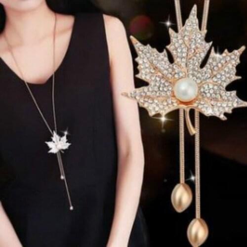 Chain Jewelry Long Section Of The Rose Gold From The Artificial Pearl Cz Completely Maple Necklace Women