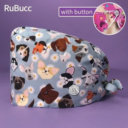 Surgical Hats Dental Clinic Nursing Caps New Cotton Pet Hospital Doctor Work Hats Operating Room Medical Printed Sweat-absorbent