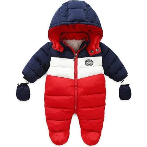 Baby Winter Autumn Clothes Newborn Fashion Stripe Bodysuit Fleece Fashion Rompers Autumn Overalls Children Outerwear With Gloves