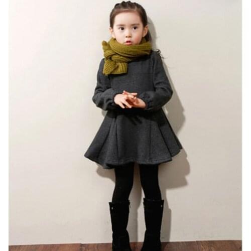 Kids Winter Dresses for Girls Korean Style Girls Clothes Cotton Thick Warm Velvet Girls Dress Long Sleeve 3-11Y DQ653