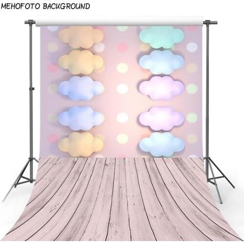 Photography Backdrop 5x7 Colorful Clouds with Pink Wood Floor Newborn Photography Background Customized Baby Shower Photoshoot