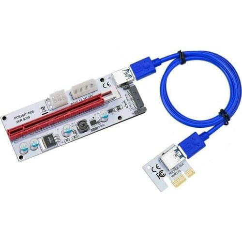 PCI-E Cable 1X to 16X Image Extension Ethereum ETH Mining Powered Riser Adapter Card, 60cm USB 3.0 Cable(VER 008S)