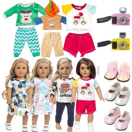 New Set Doll Clothes and accessories ,Dress Fit 18Inch 43CM doll New Born Doll clothes shoes &camera For Baby Doll DIY toys