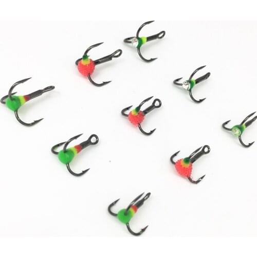 50PCS*8# 10# 12#Sea Fishing Hook Lure Winter Ice Fishing Hook Three-jaw Hook High Carbon Steel treble hook Fishing Accessories