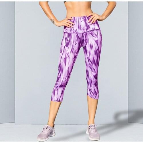 High Waist Printing Leggings Diagonal Pocket Pants Fitness Jogging Yoga Leggings Quick-Drying Cropped Pants Tummy Control Pants