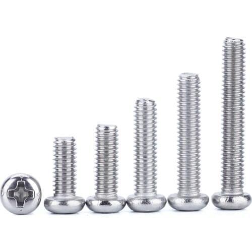 M3 Length 4/5/6//8/10/12/16/20/25/30/35/40/50mm Phillips Pan Head 304 Stainless Steel Cross Recessed Machine Screws